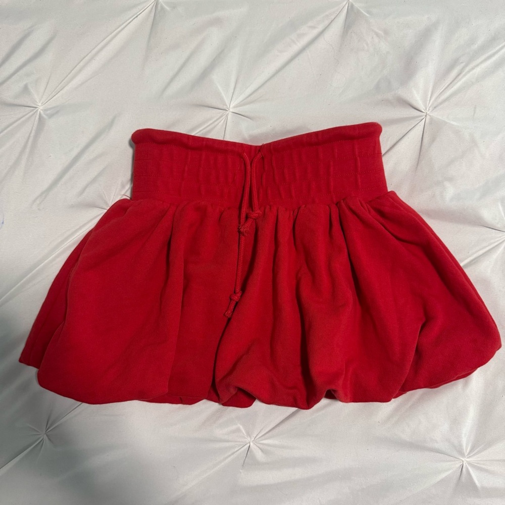 Zara Bold Red Textured Bubble Skirt